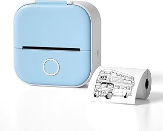 Mini Pocket Printer, Portable Thermal Printer for Smart Phone, Inkless Bluetooth Pocket Printer with Rolls Thermal Paper USB Rechargeable Label Printer for Journal, Photos, Notes, Receipt (Blue)