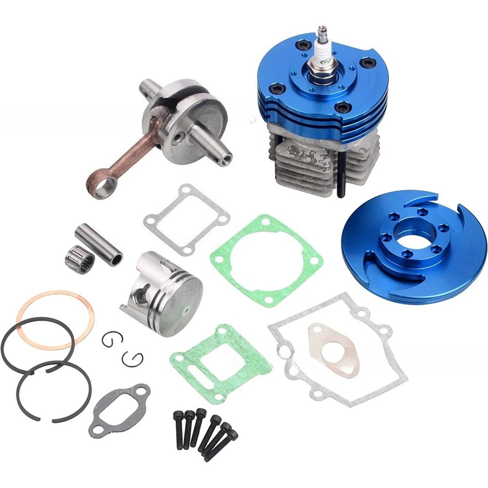 Zestaw big bore do motocykla Zestaw cylindra 49CC pasuje do pojazdu terenowego ATV zmodyfikowana głowica cylindra CNC uszczelka tłoka wału korbowego komplet 44MM