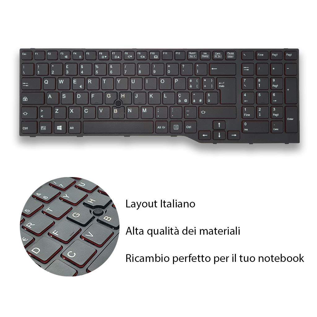 new net Keyboards - Tastiera Italiana Compatibile con Notebook Fujitsu CP690609-01 CP670825-04 CP629309-03671200484 CP691002-XX MP-12S96D0JD85W MP-12S93SUHD85W con Trackpoint