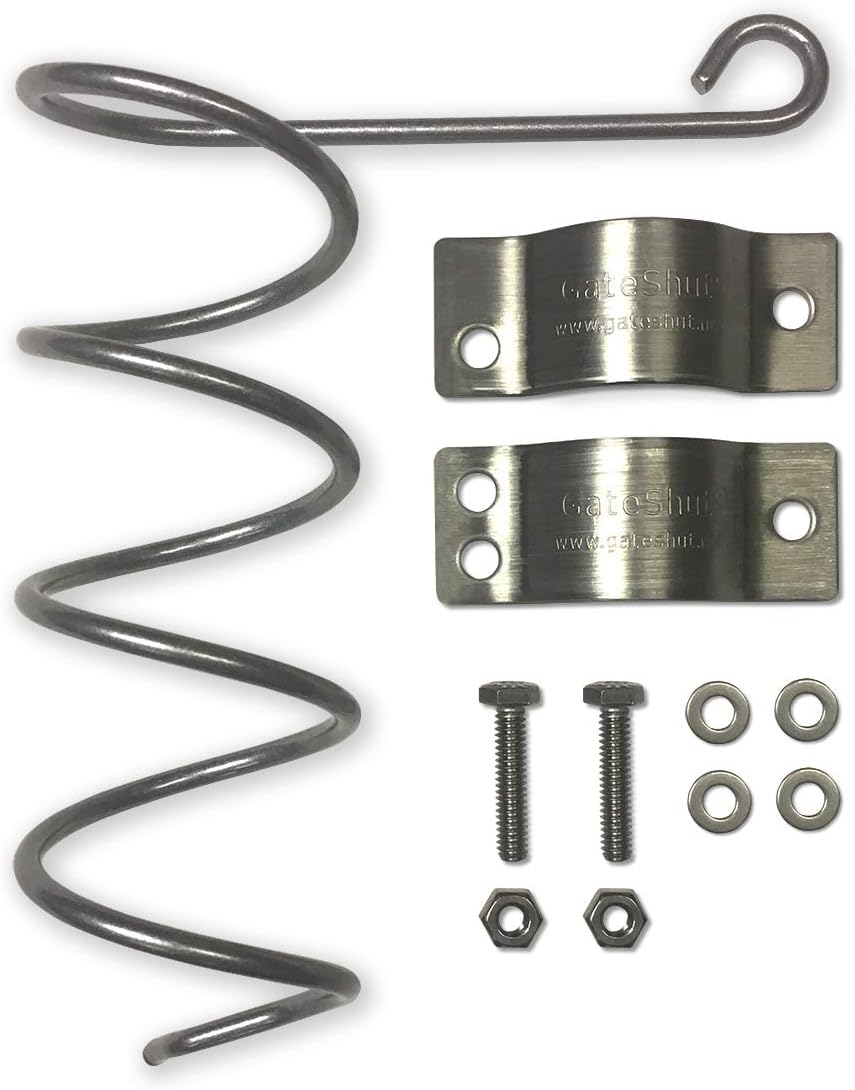 Gate Shut Automatic Chain Link Self Closing Closer. Adjustable Closing Tension, Outdoor Spring, Works Great for Pool and Dog s or Any Chainlink – Made in USA
