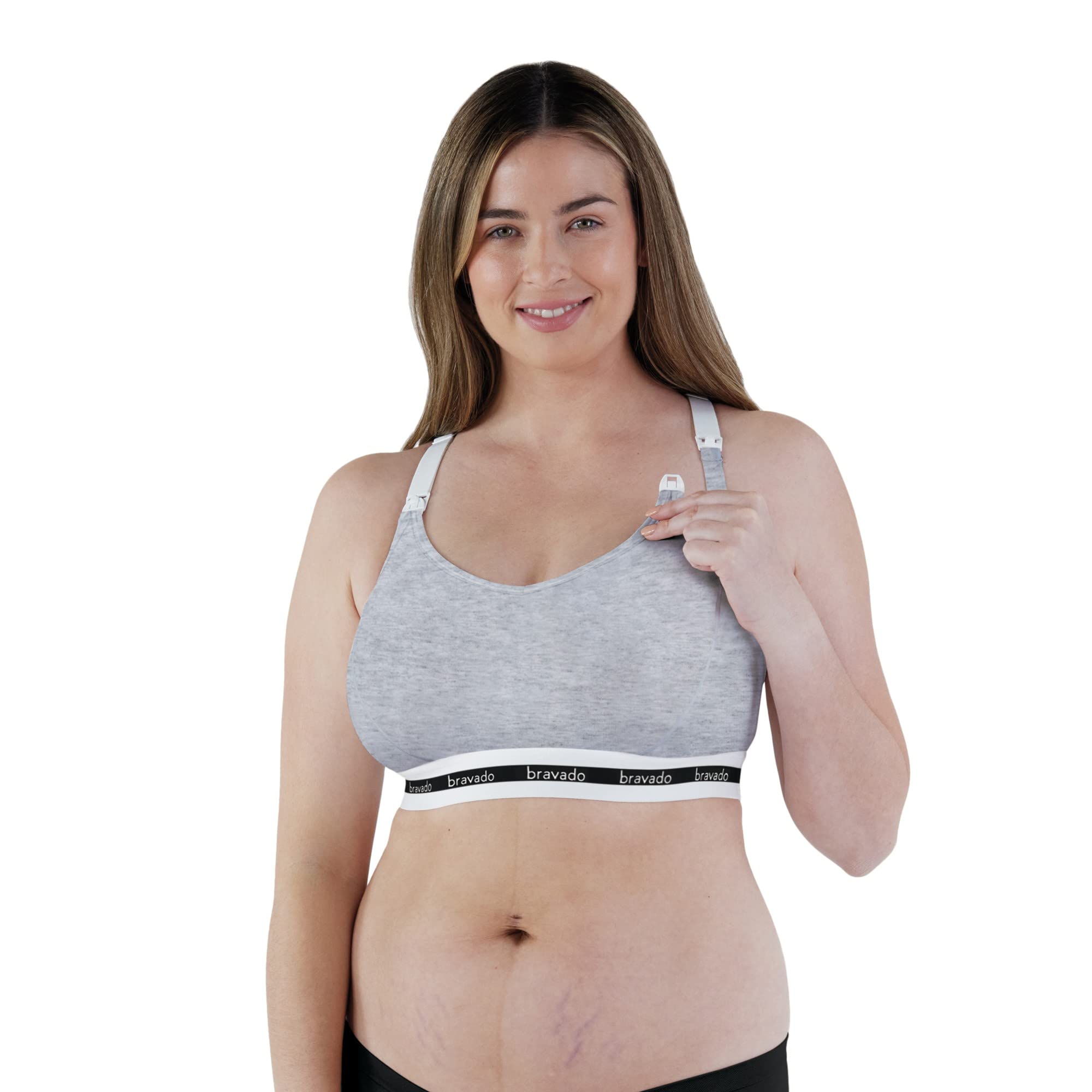 Bravado Designs Women’s Original Full Cup Maternity & Nursing Bra | Breathable & Sustainable Fabric | DD/E - G Cups | Full Coverage | Wireless | Non-Padded | Small | Dove Heather