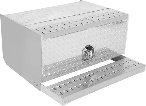 confote Cab Entry Box,Aluminum Stripe Plate Tool Box, Step Battery Box for Truck, Compatible With Peterbilt 385, 377, 378, 379,389, 30 x 29.5 x 15 Inch
