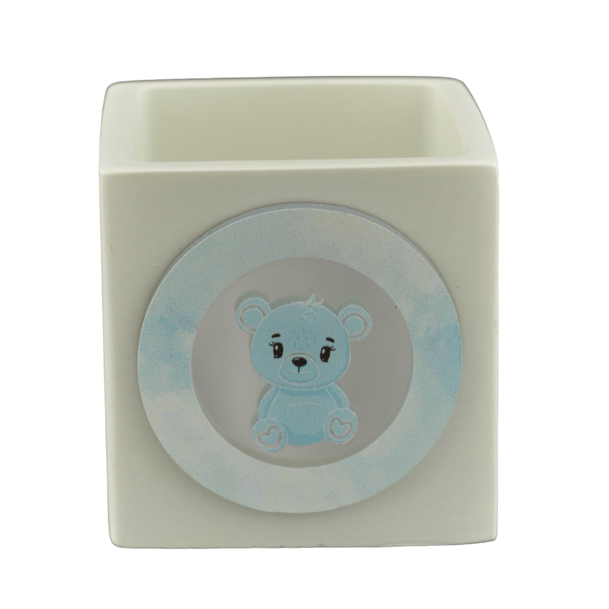 Doni Bomboniere Battesimo 6PZ Portacandela con Orsetto Celeste Maschio Bimbo Gadget Primo Compleanno Originali Bambino Padrino Madrina Complete Idee Regalo Economiche