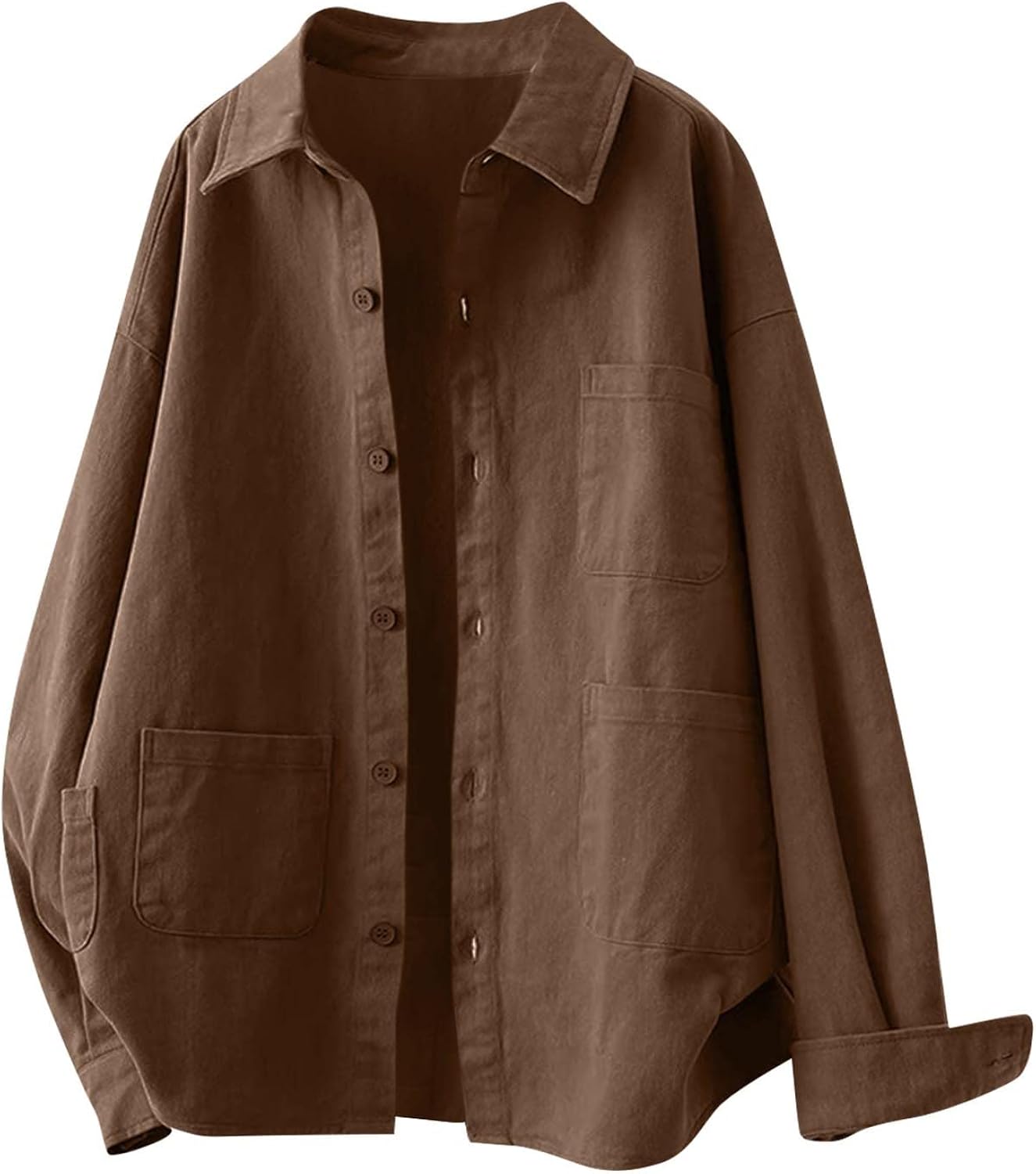 Women's Long Sleeve Shirts Casual Solid Color Padded Warm Shirt Top Jacket Shirt