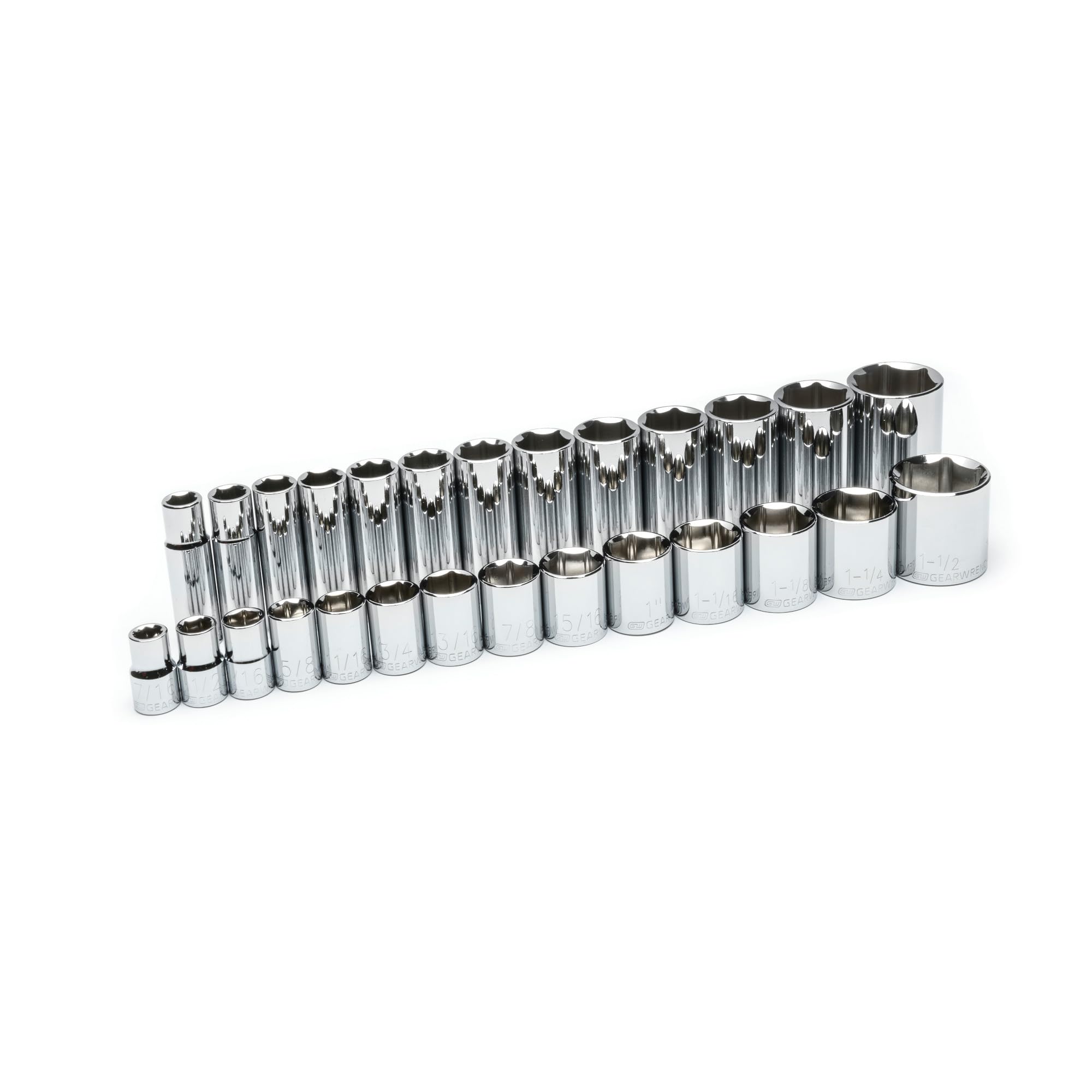 Gearwrench 27 Pc. 1/2" Drive 6 Pt. Standard & Deep Socket Set, Sae - 80729