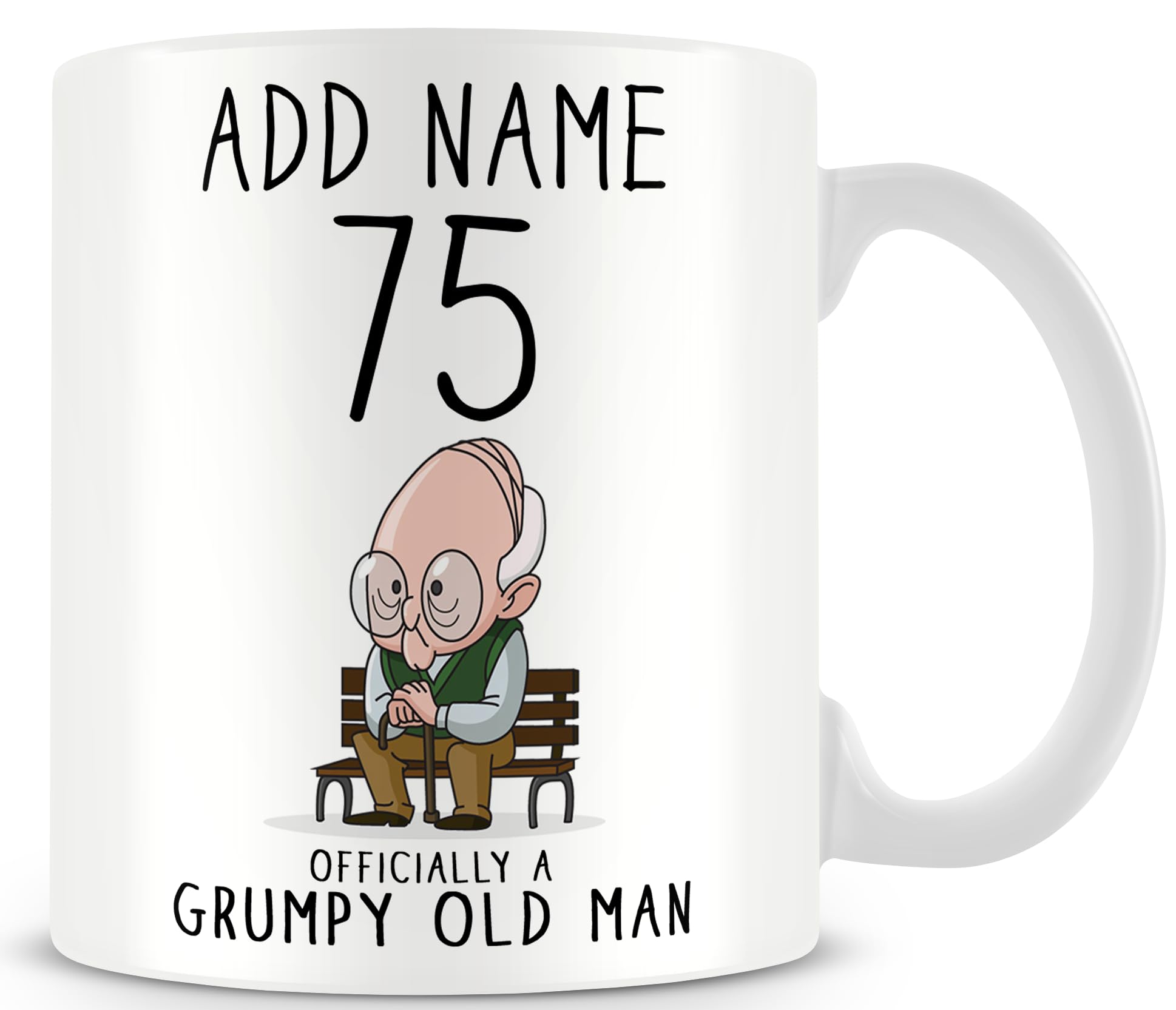 MUGGZ Personalised Grumpy Old Man Mug – Officially 75 – Funny 75th Birthday Gifts for Men – Grumpy Old Man Gifts – Add Name — image 1