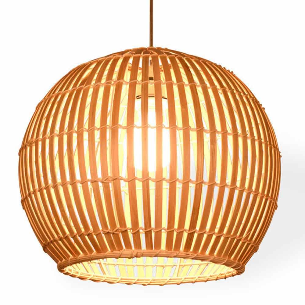SYAXVOM Hand woven Bamboo Pendant Lamp for Restaurant Decor Creative Southeast Asian Chandelier with E27 Screw Ceiling Hanging Lights Kitchen Island Dining Table and Bar