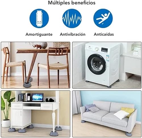 Miniatura 5 de Almohadillas antivibración para lavadora, 4 piezas de almohadillas de lavado y cancelación de ruido para lavadora y secadora, almohadillas para pies