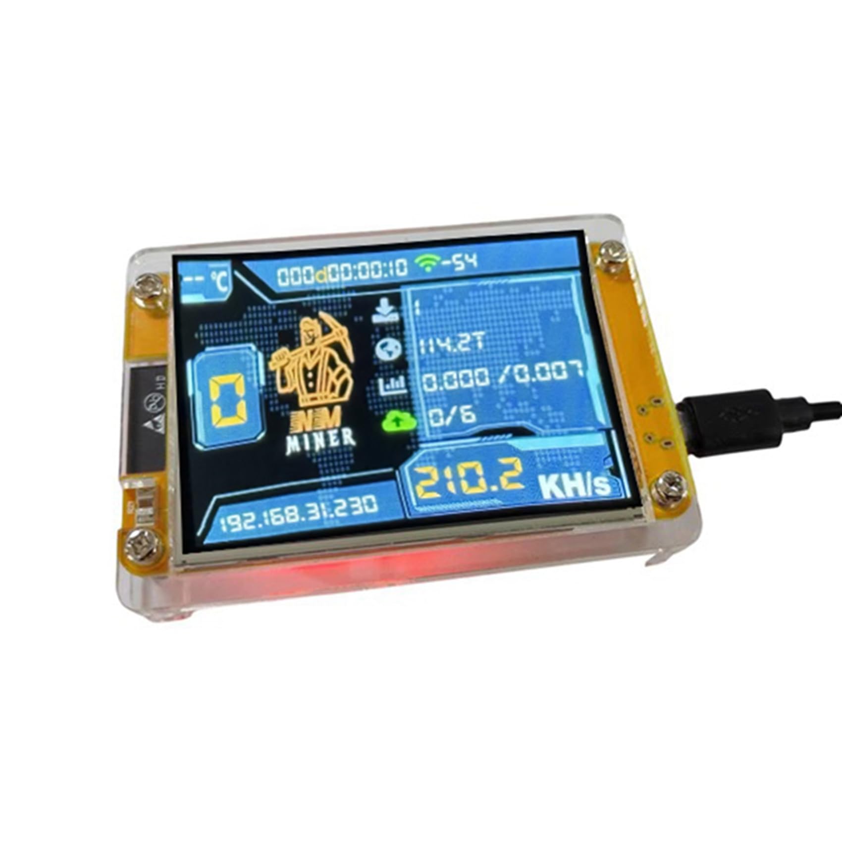 4X 235KH/S Bitcoin Crypto Solo Lottery Miner 2,8 Smart Display mit Acrylschale Verbesserter