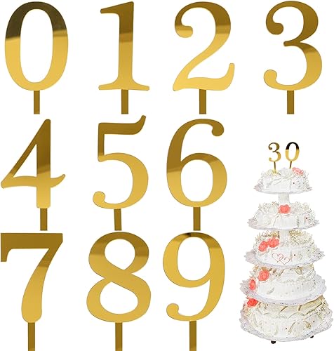 Miniatura 8 de Números del 0 al 9 para decoración de tartas, decoración de pasteles de acrílico brillante, decoración de pasteles para fiesta de cumpleaños, boda,