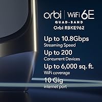 Vista 2 de NETGEAR Orbi Quad-Band WiFi 6E Mesh System (RBKE962), enrutador + 1 extensor de satélite, características de seguridad, velocidad de hasta 10.8
