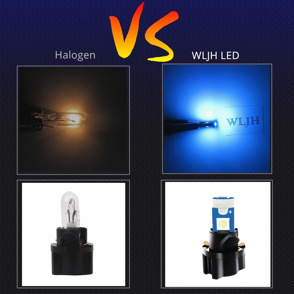 WLJH 6-pak Twist Socket 3030-3SMD LED żarówka lampa do wnętrz kopuła mapa instrumentu panel rozdzielczy klaster światła kierunkowskazu, lodowy niebieski