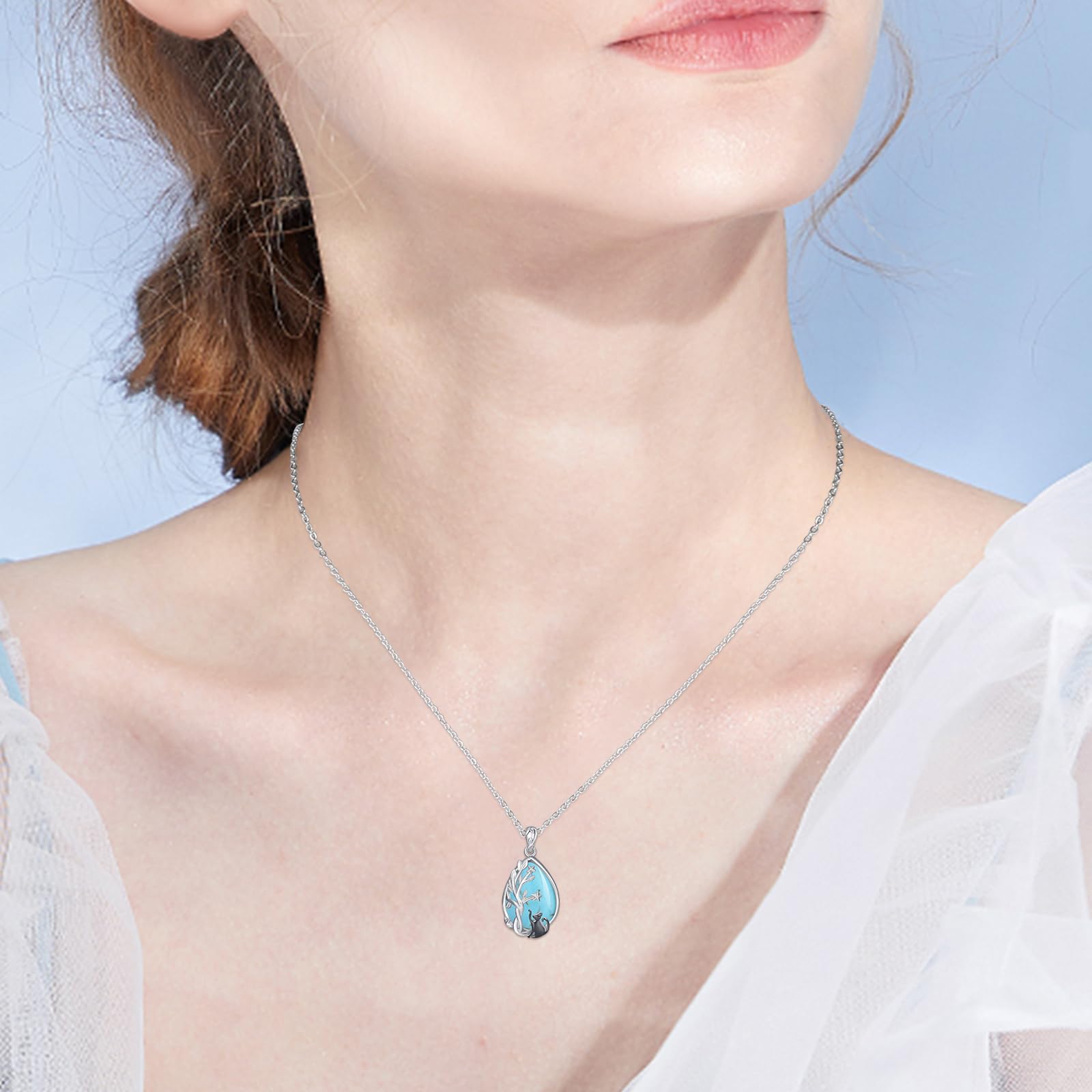 Collana con ciondolo a forma di albero della vita, in argento Sterling 925, con ciondolo a forma di albero della vita, per gli amanti dei gatti