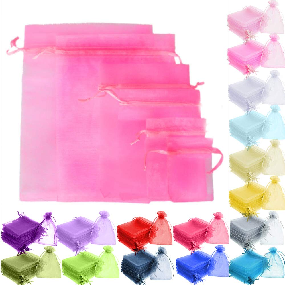 Time to Sparkle 200 Pcs Organza Gift Bags - Pink 7x9cm — image 1