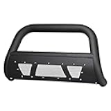 R&L Racing Matte Black Bull Bar Studded Laser Mesh Brush Push Bumper Guard Compatible with 2004-2015 Nissan Titan/Armada