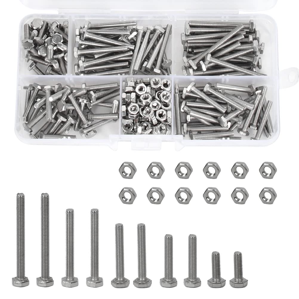 Buy 300 Pcs M3 Bolts and Nuts Set,304 Stainless Steel Outer Hexagon