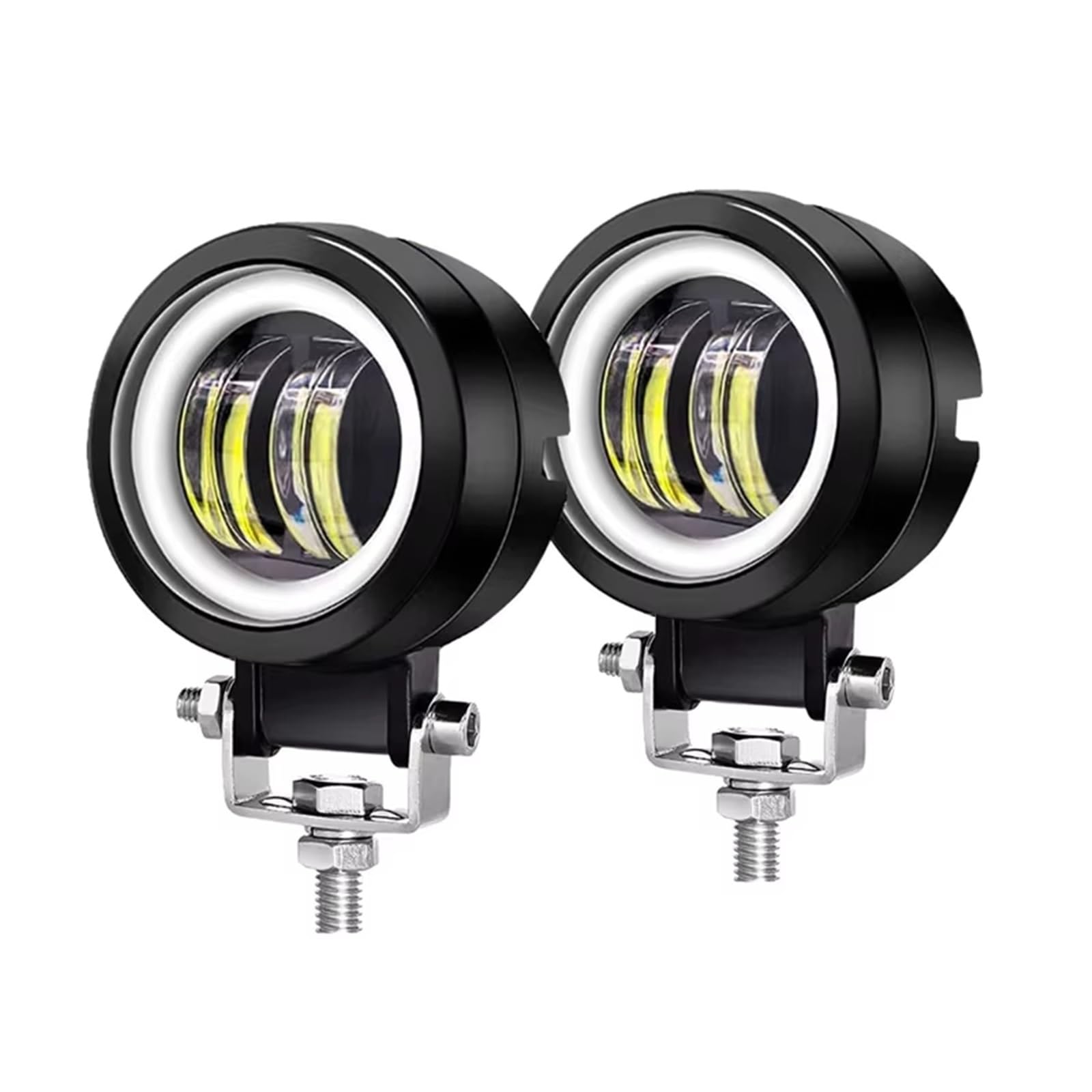 MESKEL Fari Anteriori Moto per Camion SUV UTV ATV Trattore fendinebbia Moto Universale 3 "fari da Lavoro Angel Eye LED Portatili | 2Pieces
