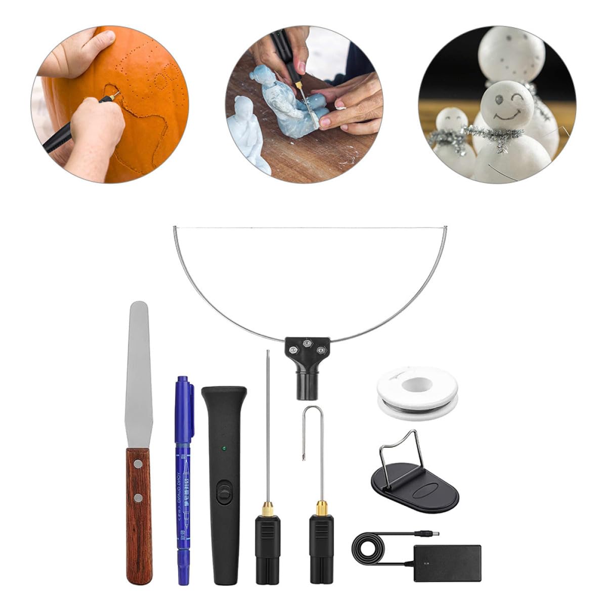 Kit de Découpe Mousse Électrique 9 Pièces Coupe-Mousse à Fil Chaud 18W Tension 100-240V Ac220 Outil Précis pour Loisirs Créatifs Sculpture et Bricolage Compatible Panneaux