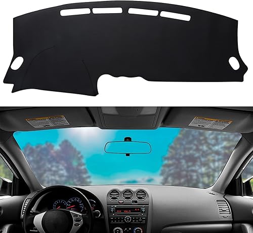 Funda de cuero para salpicadero, protección solar, antivértigo, compatible con Altima 2007-2012 (negro)