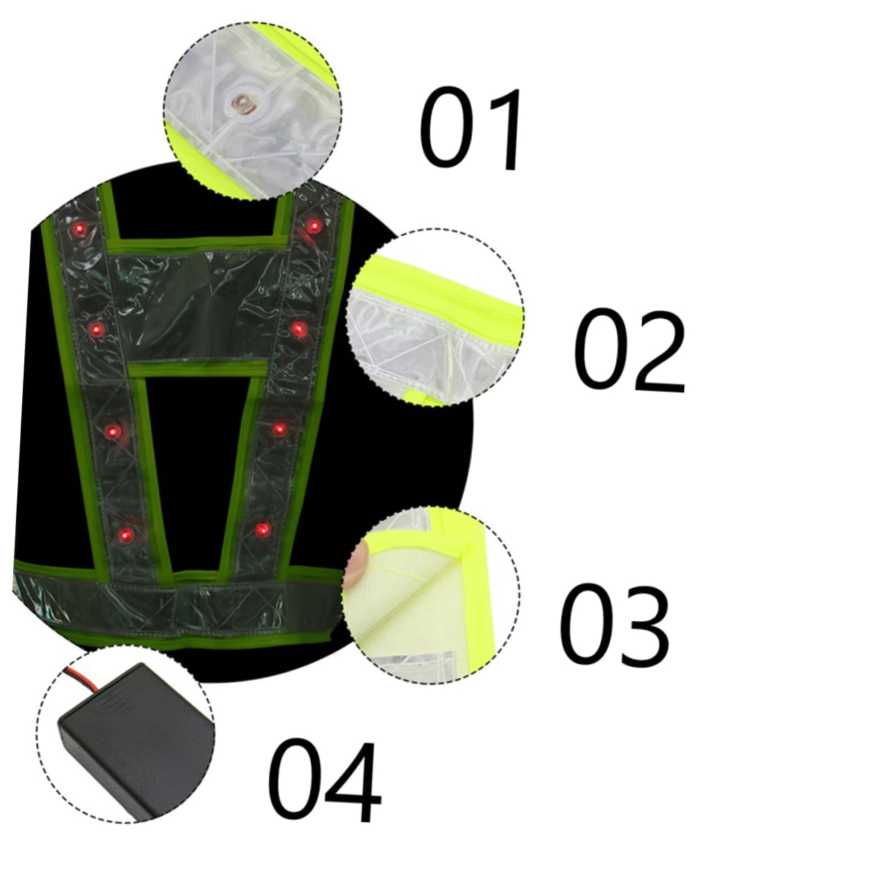 SHINEOFI Chaleco de Alta Visibilidad con LED Incluido para Seguridad en Trabajos al Aire Libre