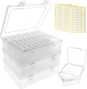 Bead Organizer Box – Small Bead Storage Containers, Mini Clear Plastic Storage Boxes with Hinged Lids, Rectangle Craft Case for Jewelry, DIY Beading, Nail Art, and Small Parts (93 PCS)