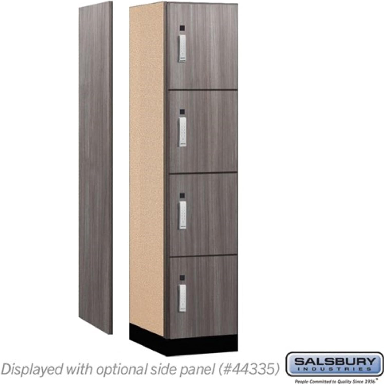 Salsbury 18" Wide Premier Wood Locker-Four Tier-1 Wide-6 Feet High-21 Deep-Skyline Walnut-Silver Electronic Locks