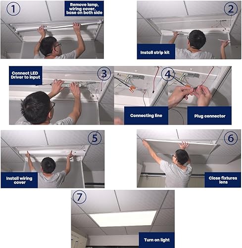 Miniatura 10 de Kit de actualización LED de montaje magnético de 2 pies, 18 W, 2 x 2 pies (1 controlador y 2 tiras LED), 150 LMW, 5000 K blanco natural, 0-10 V