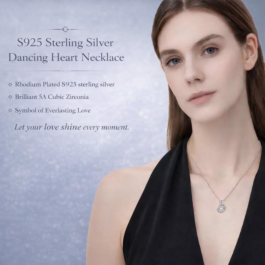 S925 Sterling Silver Swan Necklace for Women, Rhodium Plated Pendant with 5A Cubic Zirconia Sparkling Dancing Center Stone, 18”+2” Adjustable Chain, Romantic Gift for Her & Daily Elegance - Image 5