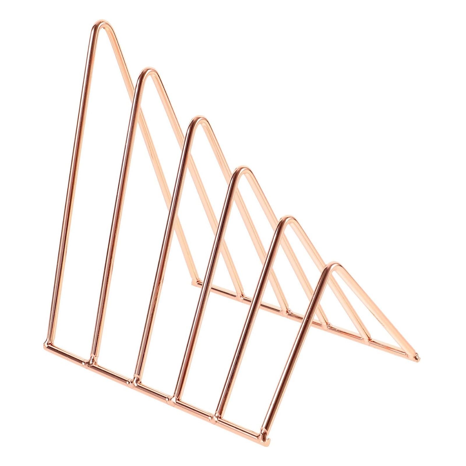 Ptasccne Metal Wire Magazine Holder Desktop Rose Gold Triangular Magazine Rack for Office or Home and Classroom Use magazine rack