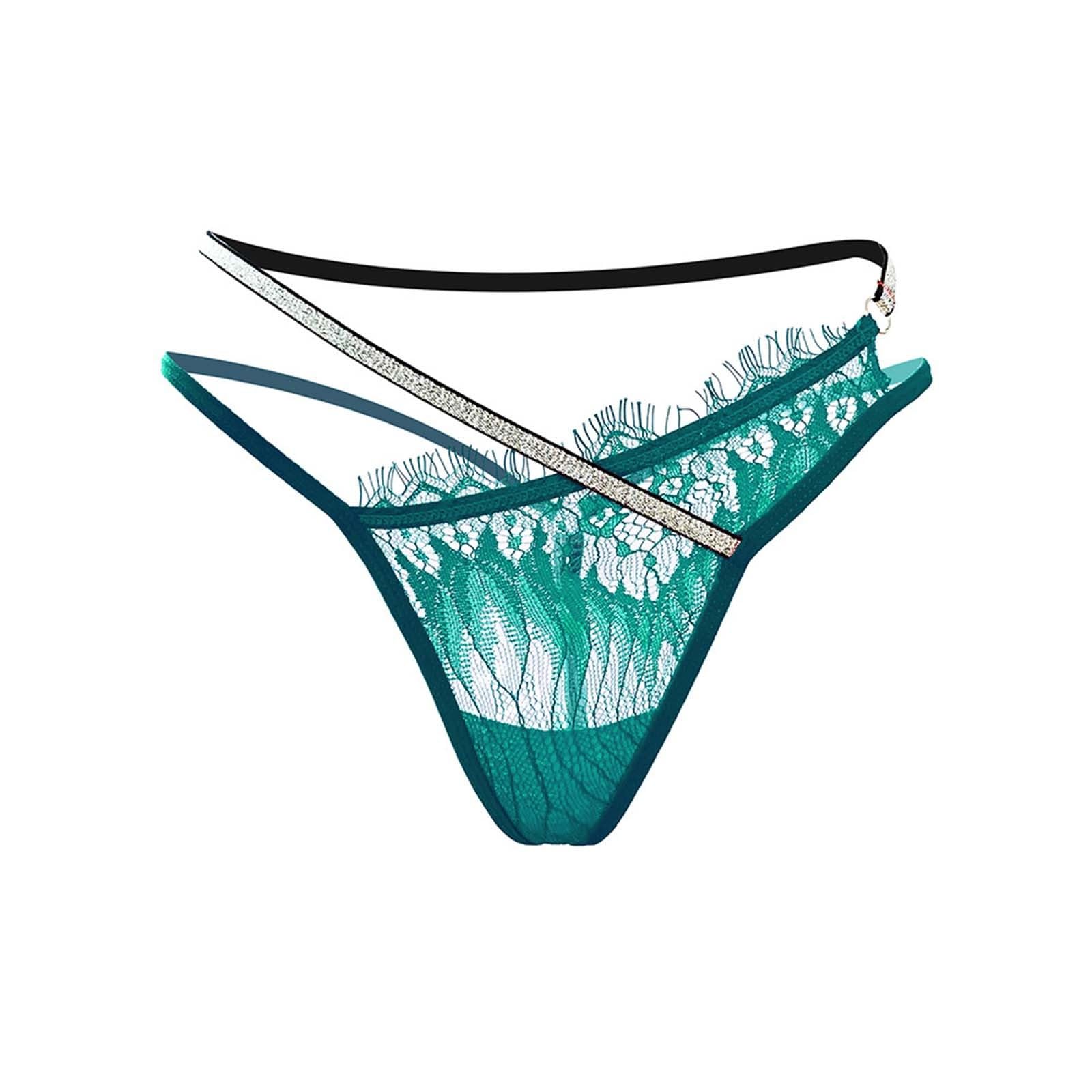 Womens Fashion Asymmetrical Design Sparkly Strap Panties Lace Thong Boy Short Panties