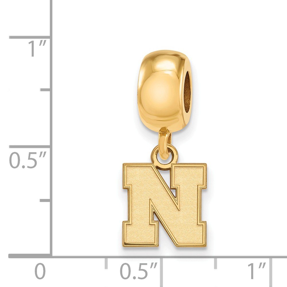 Nebraska Extra Small (3/8 Inch) Bead Charm (Gold Plated)