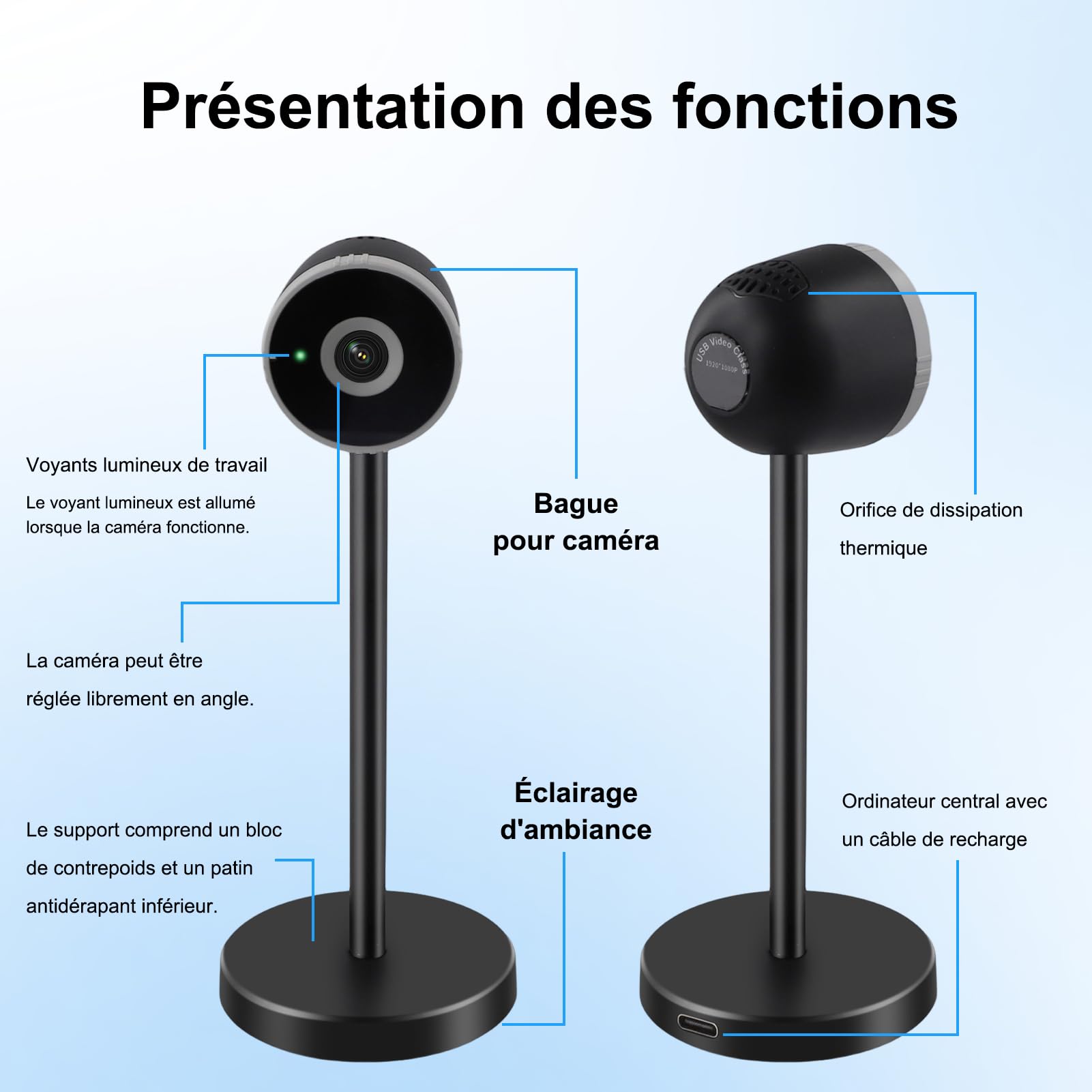 Webcam HD 1080P pour Nintendo Switch 2, Caméra pour Nintendo Switch 2 (2025) avec Couvercle de Lentille Coulissante pour la Vie Privée, Angle Ajustable pour les Appels AR et Vidéo