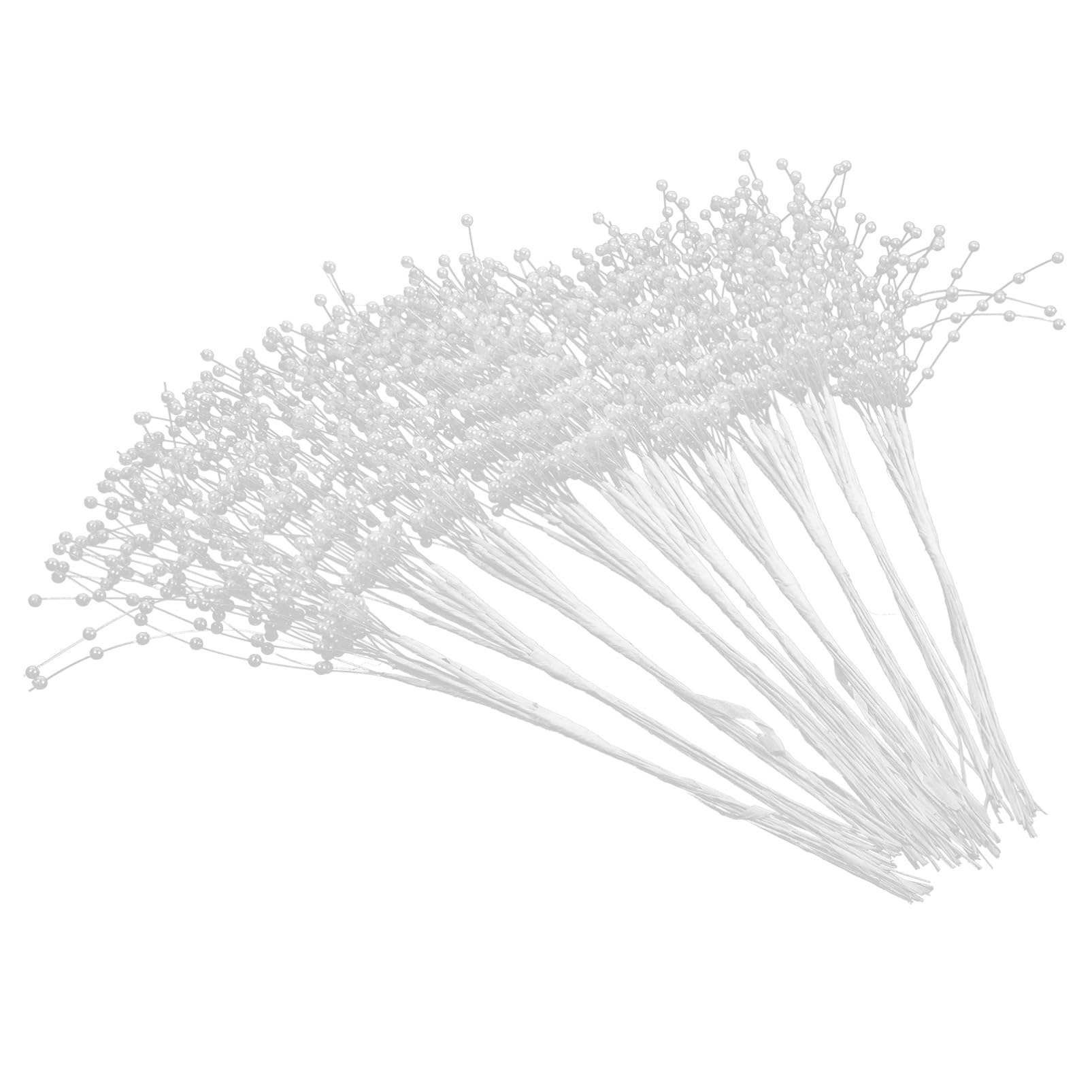 HOMSFOU 3 Set Perle di Fiori di Perle Perline Perle per Matrimonio Decorazioni Floreali Artificiali Ghirlande di Perle Bouquet Steli di Bacche di Perle Plastica Bianco 100 Pezzi*3