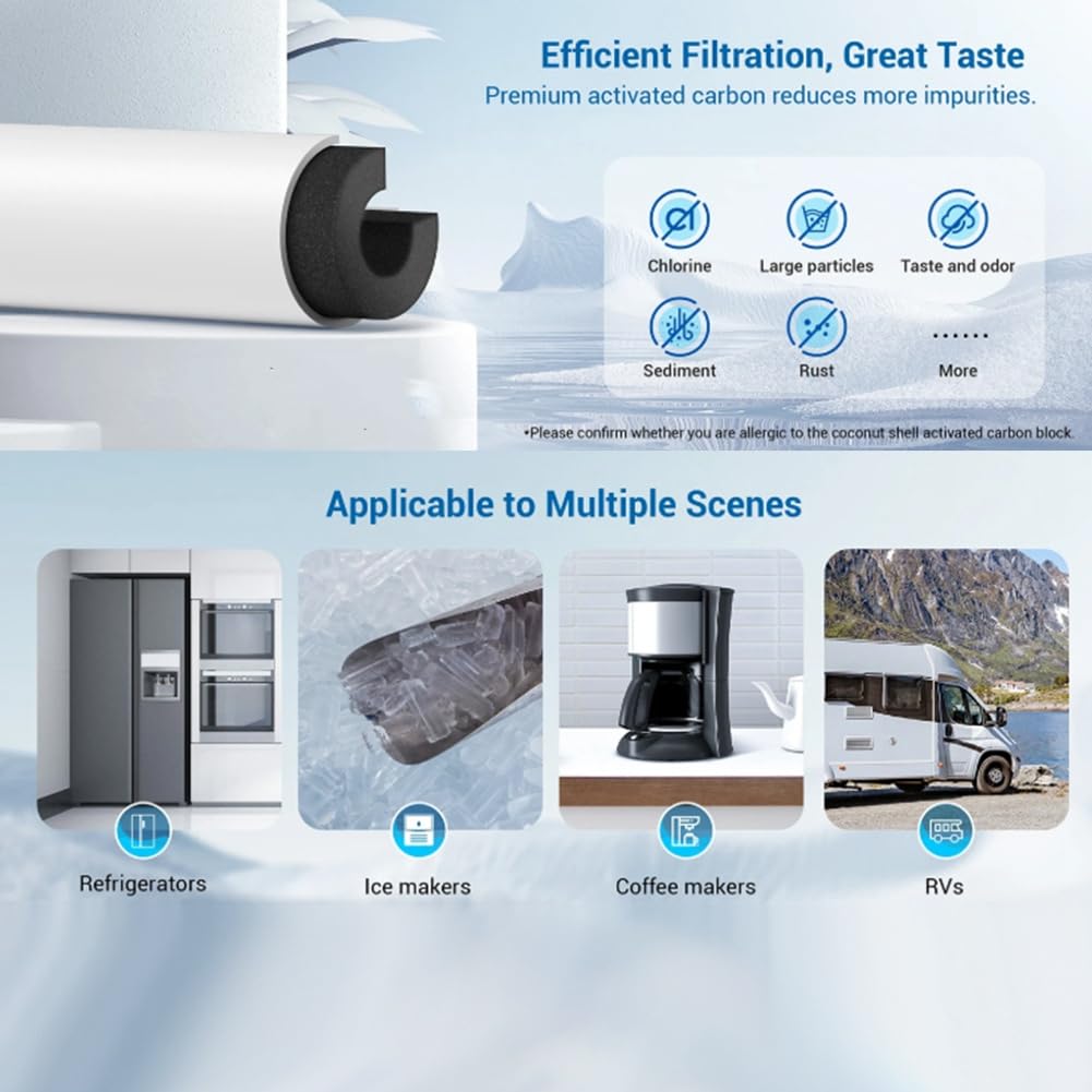 DA29-10105J Filtro de Agua en Línea Elemento de Filtro de Refrigerador Elemento de Filtro de Varilla de Carbón Activado de Cáscara de 3 Piezas