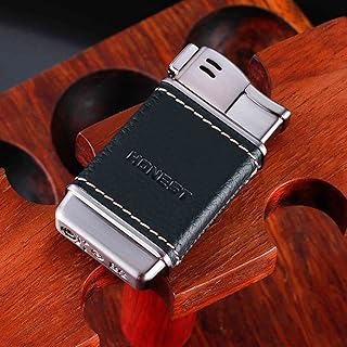 Soft Flame Pipe Lighter - Cigar Lighter- Leather Soft Flame Refillable Butane Lighters for Men Pipe Lighter Angled Flame Butane Gas Refillable Gift for Men,Bb