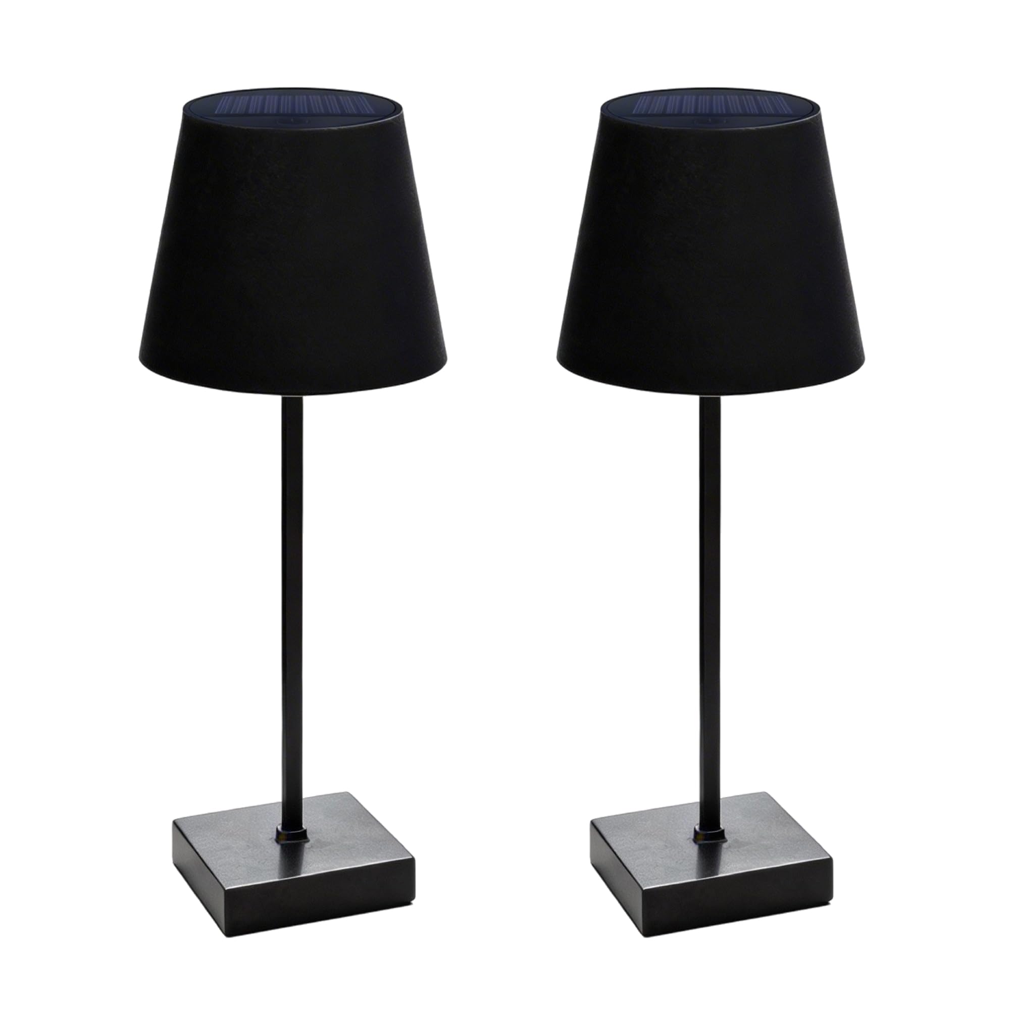 Gardenwize Black Solar Table Lamp Light, Pair – Warm White Led, Solar Powered & Rechargeable, 3 Brightness Levels, Dimmable Indoor & Outdoor Table Lighting For Patio & Garden