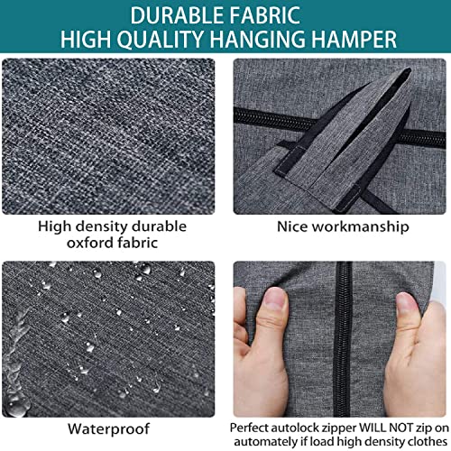 Callmybo Hanging Laundry Hamper - Extra Large Hanging Hamper (35X22Inch) With Over Door Hooks - Space Saving Over The Door Laundry Hamper - Hanging Laundry Bag With Wide Open Top(Grey With Black) #TOP3