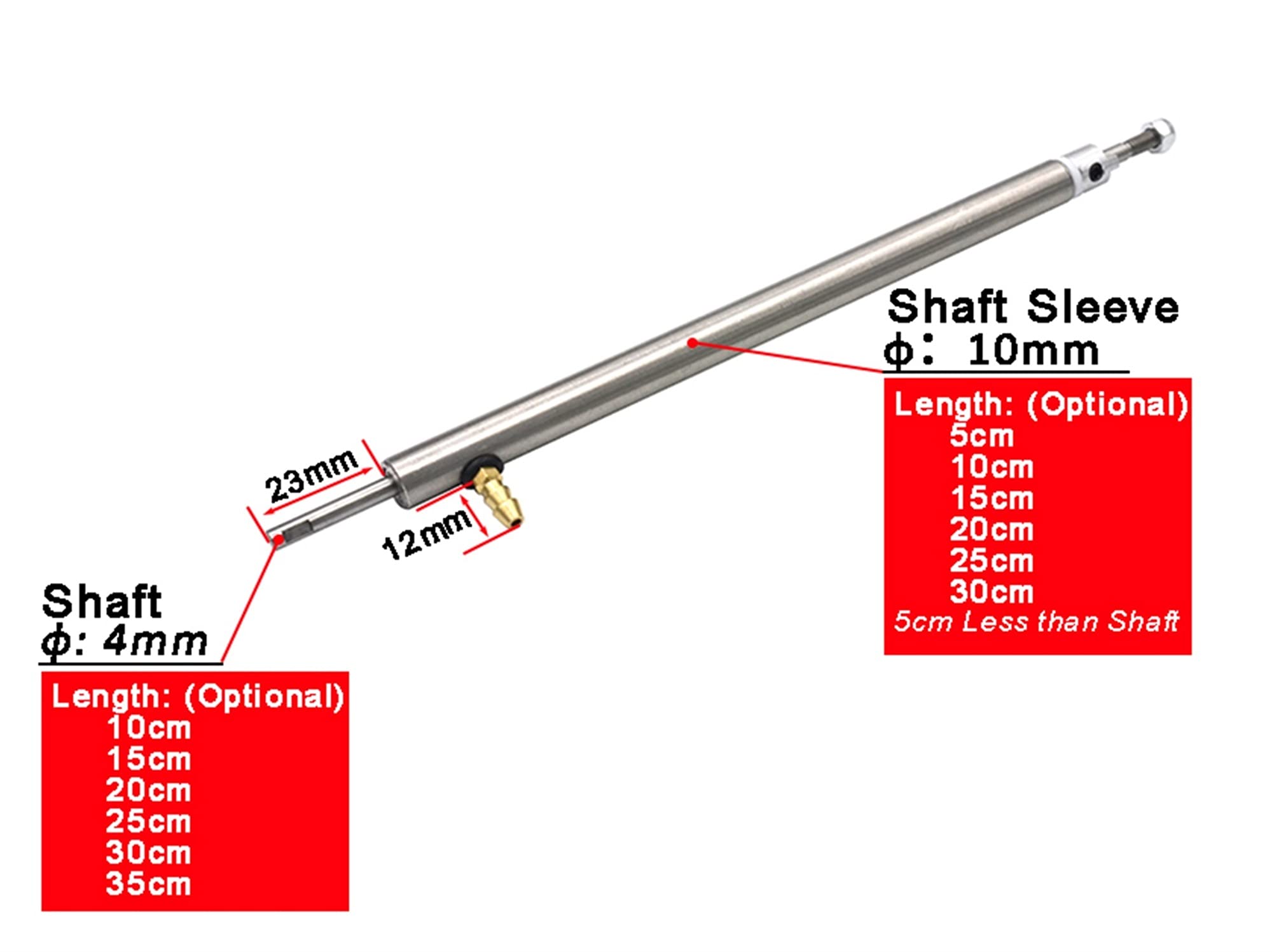 Albero Motore per Barche RC, 2 Alberi di Trasmissione marini in Acciaio Inossidabile da 4 mm con ugello dell'olio, for Parti di Trasmissione del Motore della Barca RC(2xShaft 25 Sleeve 20)
