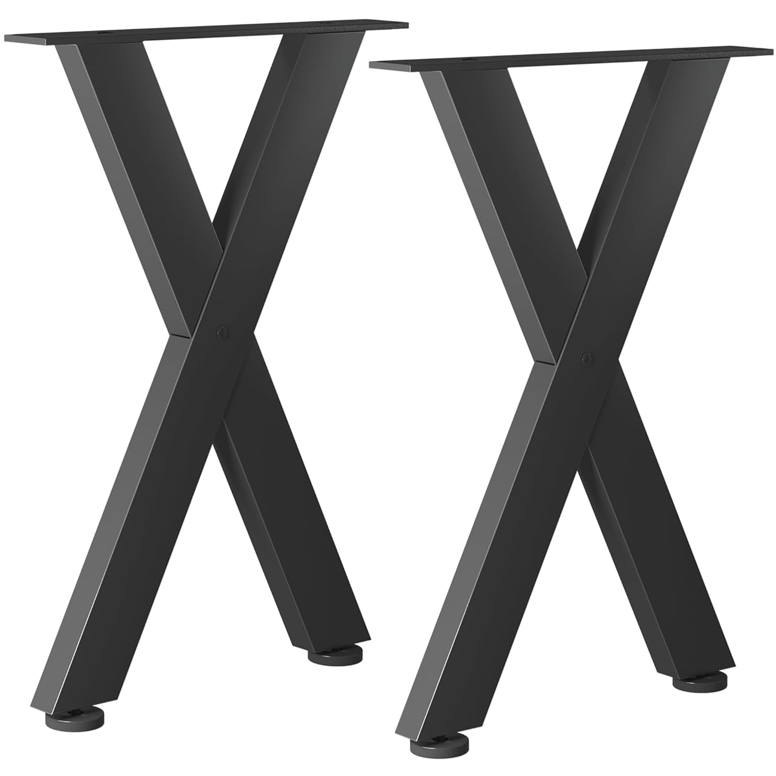 HoomTop Table Leg Set 2-Pack (60x72.5cm) - Heavy Duty X - Shaped Black Industrial Metal DIY Furniture Legs for Standing Bench Desk Dining Table Workbench, and Coffee Table