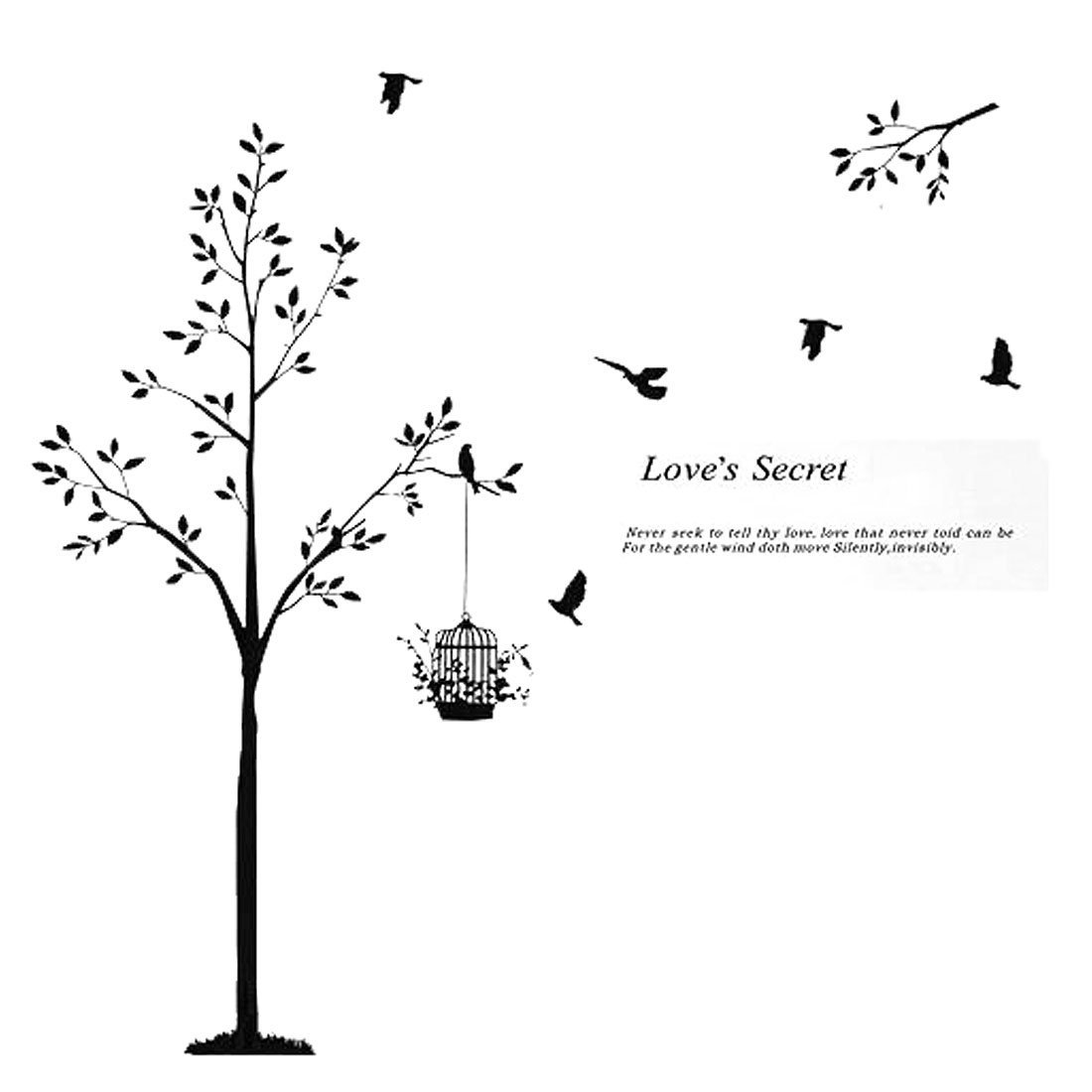 BIG BOOM® Room Accent Tree Love Secret Wall Sticker 60x90cm Black