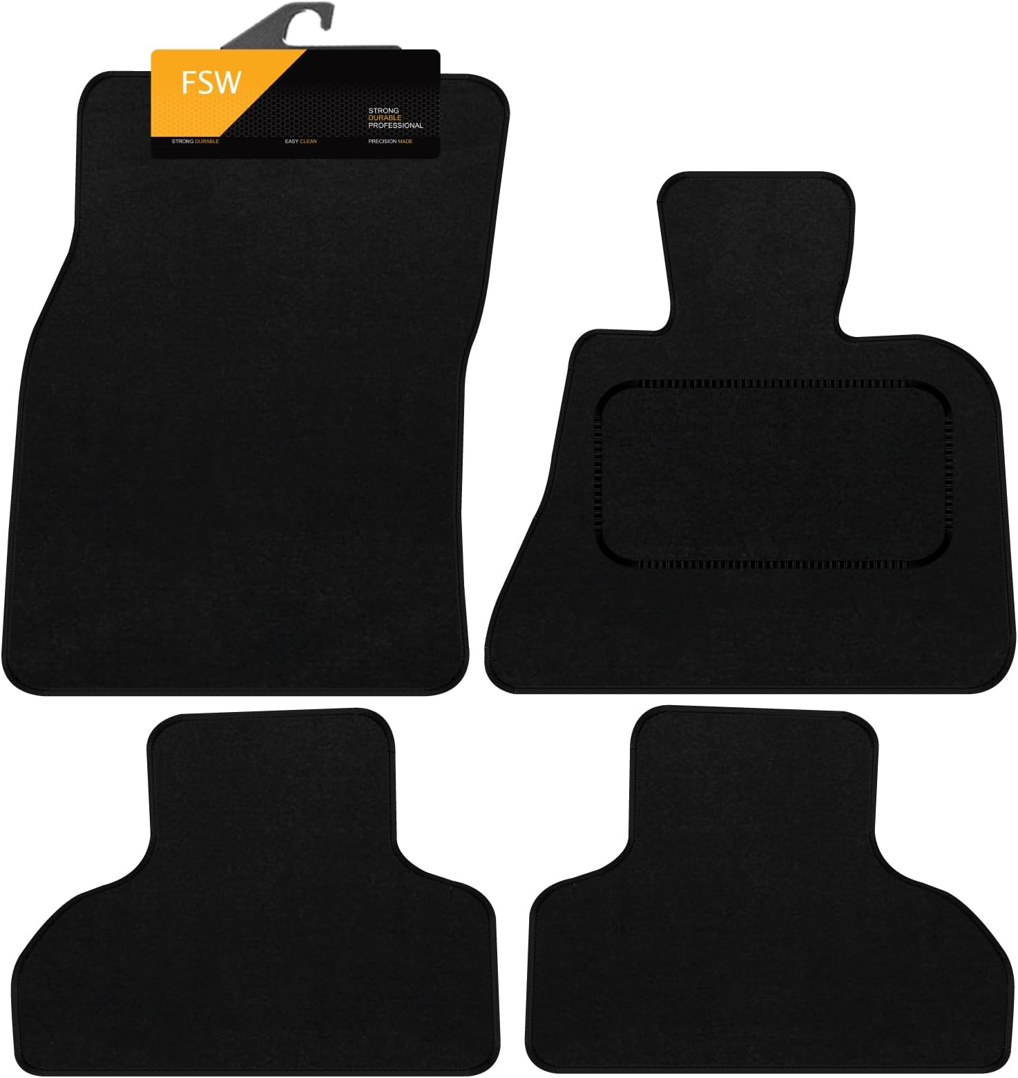 FSW - Tailored Mats - Fits BMW X5 Dec 2013-2018- (f15) 5 seat - Black Carpet - Anti Slip Mat - Non Slip Car Floor Mat, Fitted With Clips & Granulated Backing - 4 Pc Floor Mat Only