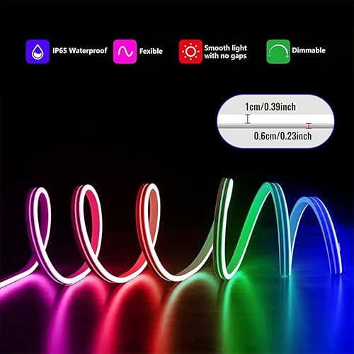 Miniatura 2 de Joursdela Luz de neón LED RGB alimentada por USB con sincronización de música, control remoto de 28 teclas, flexible e impermeable para uso en