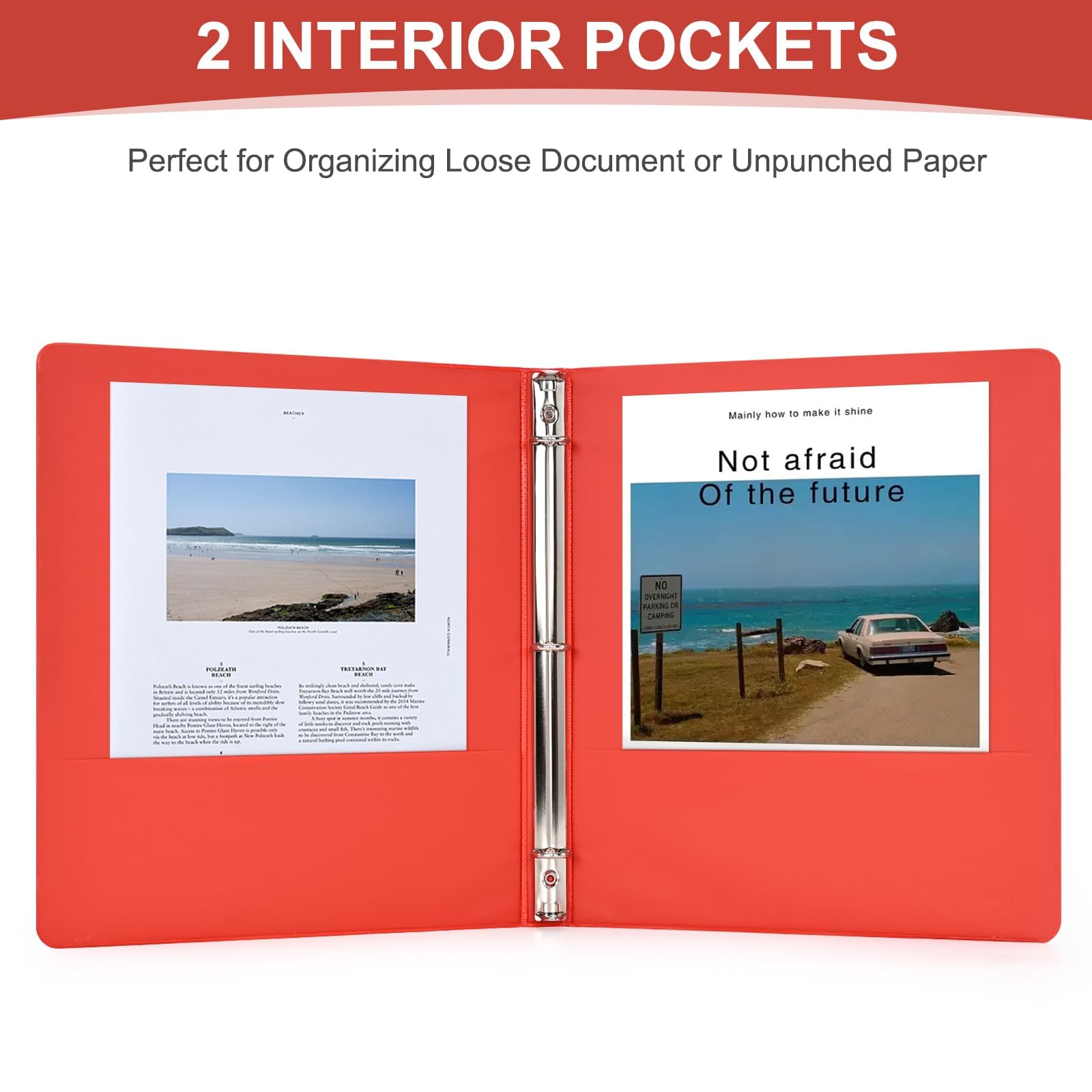 SUQJOY Raccoglitore a 3 anelli da 1,27 cm, raccoglitore ad anelli rotondo da 1,3 cm con 2 tasche interne, raccoglitore con copertina trasparente, contiene carta da 21 x 28 cm, per ufficio, casa,