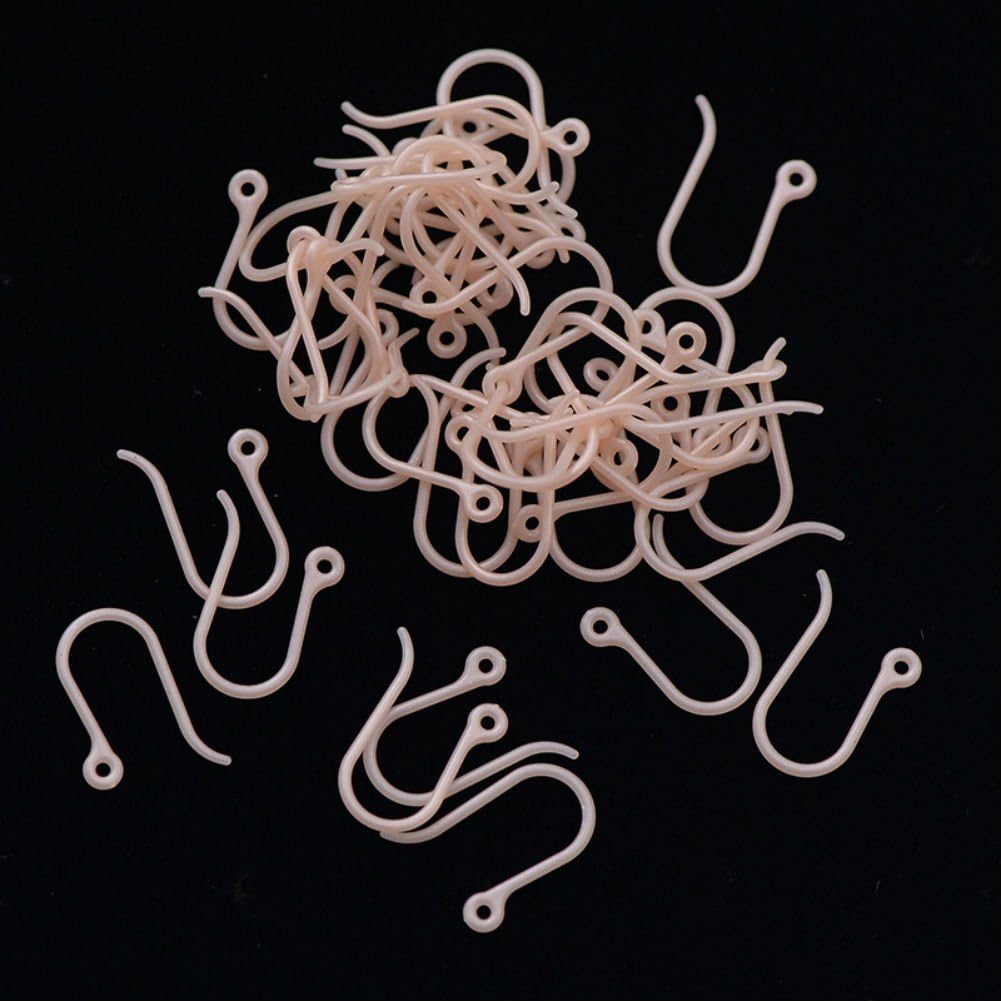 AKOAK 50pc 0.65mm Non-Allergenic Plastic Ear Wire Hooks Earring Findings fit DIY Jewelry (Pink Gold)