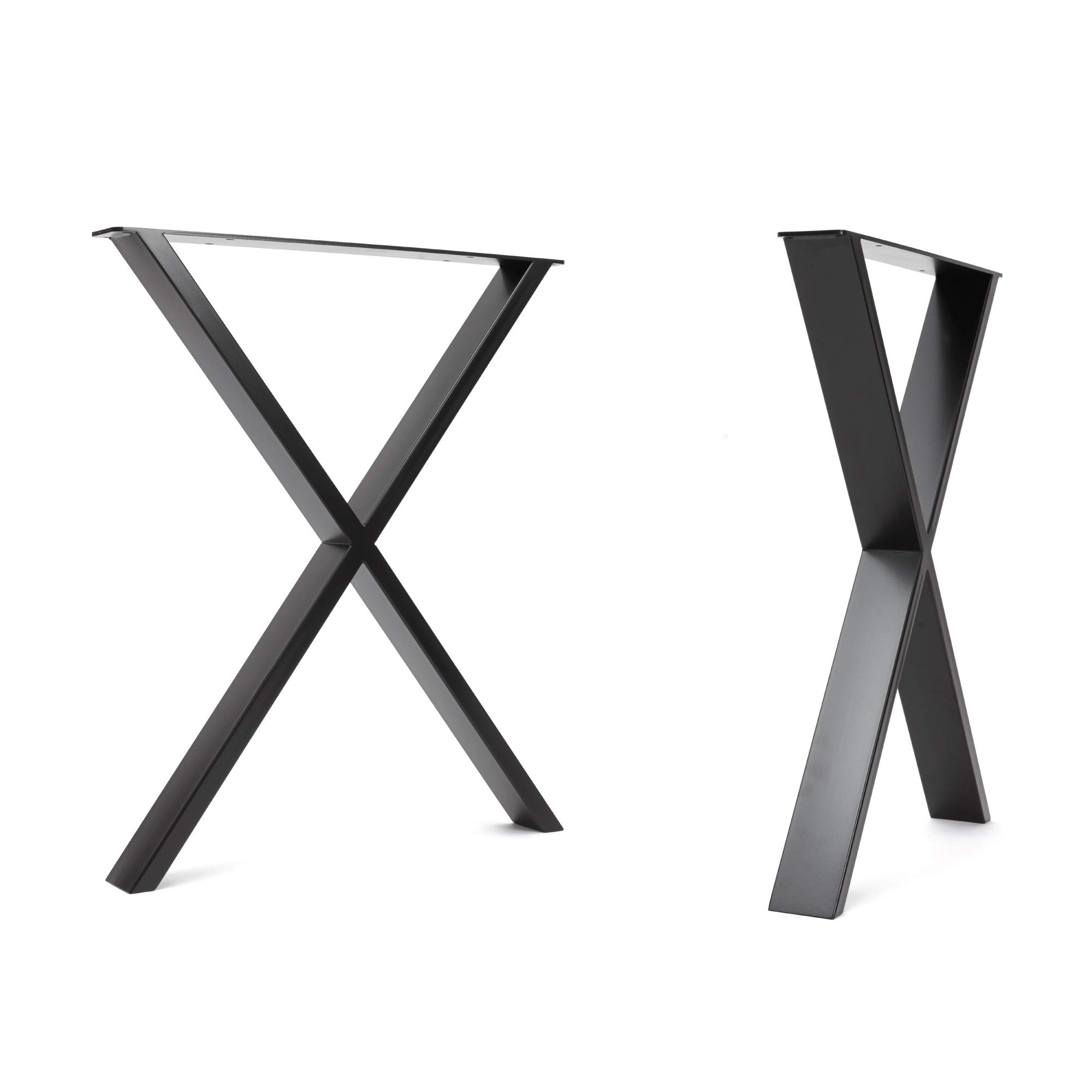 The Hairpin Leg Co. [HLC] 2 x Industrial X-Frame Table Legs - Surface Conditioned Steel, Precision Laser Cut, TIG Welded with Free Screws, Build Guide and Floor Protectors - 71cm [Table, Black] — image 1