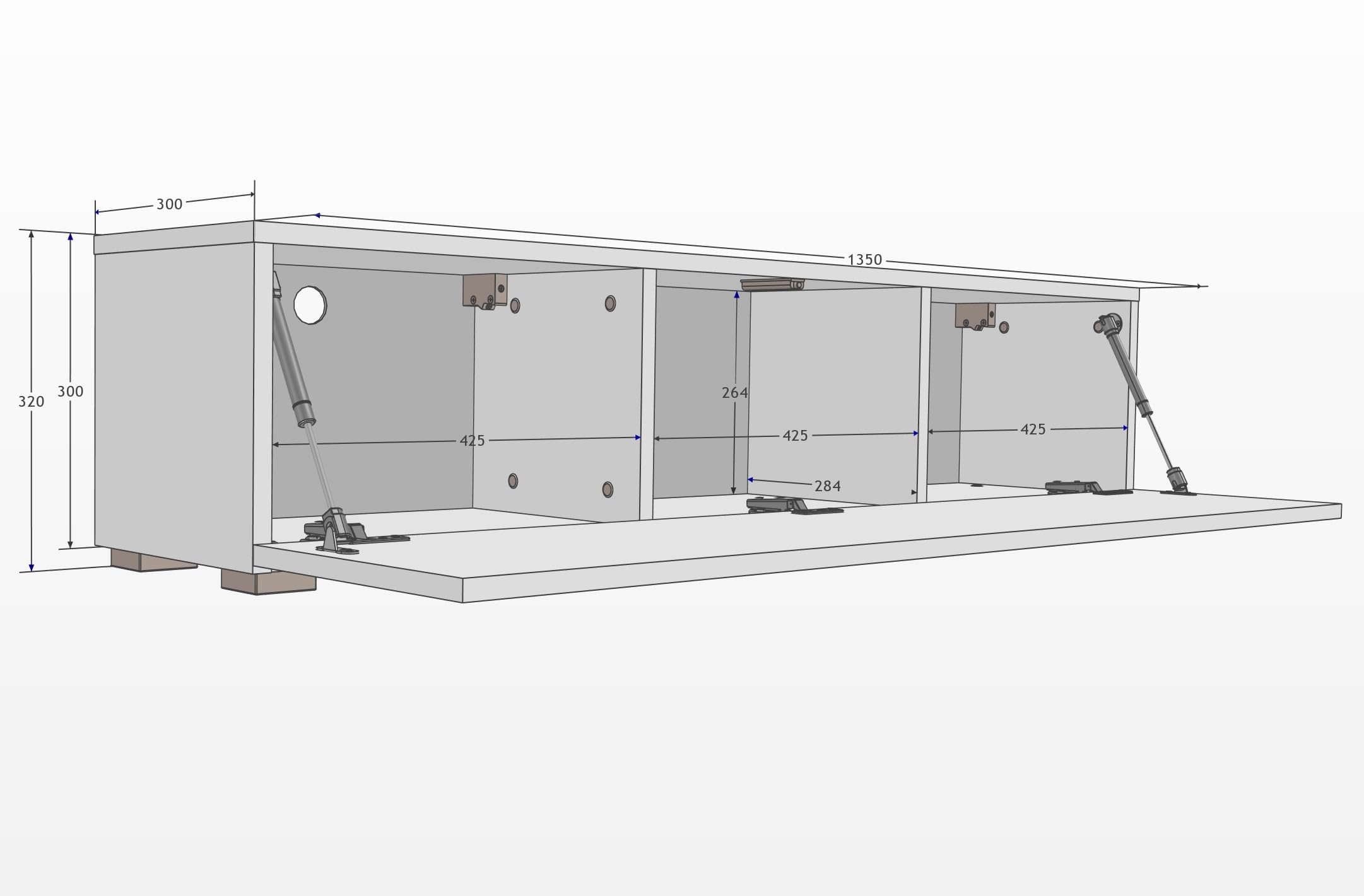 Fernsehtisch Fernsehschrank TV Verdeckter Griff mit Soft-Close Lowboard Hängeschrank- Hängend Oder Stehend für Wohnzimmer -Matt Weiß 30x135x30 HxBxT