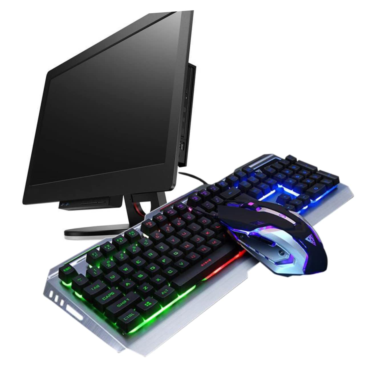 UKCOCO Clavier USB Rétroéclairé LED avec Souris Gamer Mécanique Clavier Gaming Stylé