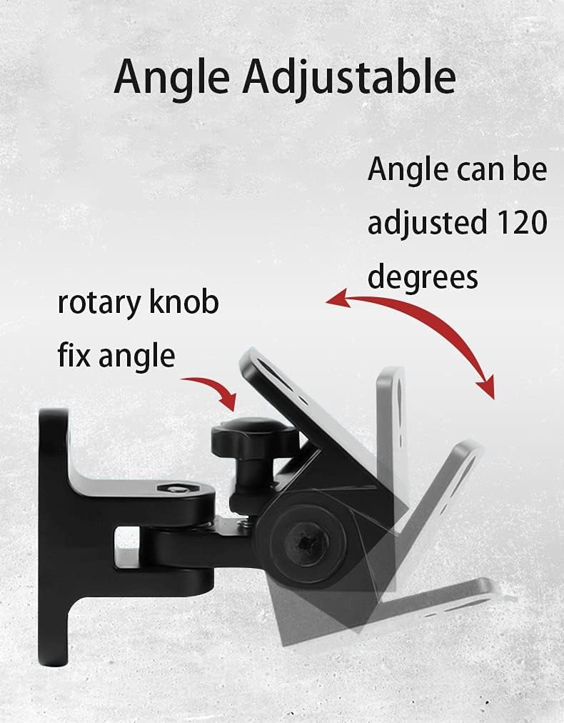 HYO&ZOY Wall Mounted Speaker Bracket, Metal Wall Mounting Holders, Clamping Bookshelf, Adjustable for Large Surrounding Sound Speakers, Heavy Duty, Hold up to 20Kgs (2 Packs)
