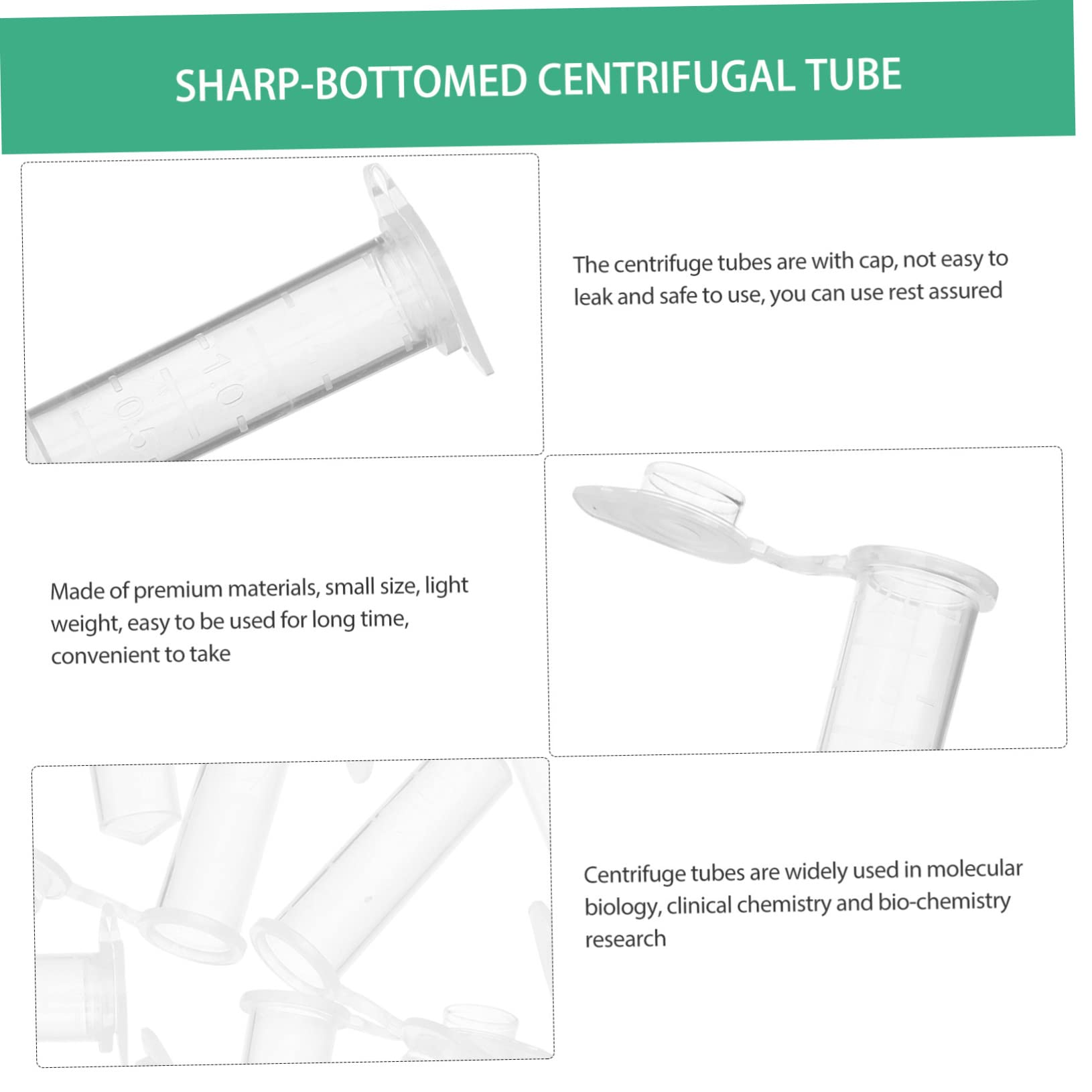500 Pcs Tubes à Centrifuger avec Couvercles Outils D'expérimentation pour Stockage D'échantillons en Laboratoire