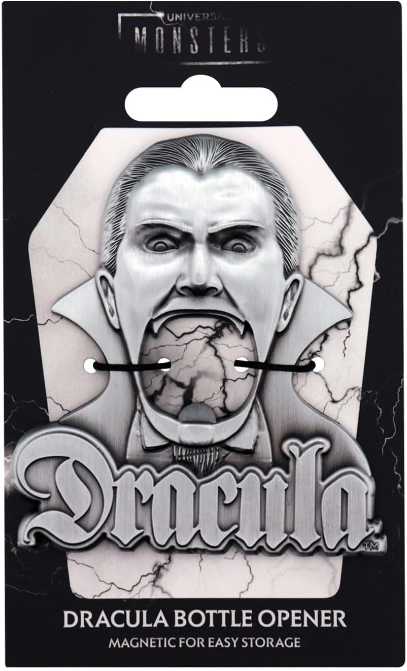 Universal Monsters Dracula Large Metal Bottle Opener – Officially Licensed Horror Collectible, 100 x 90mm Durable Metal, Magnetic Fridge Display